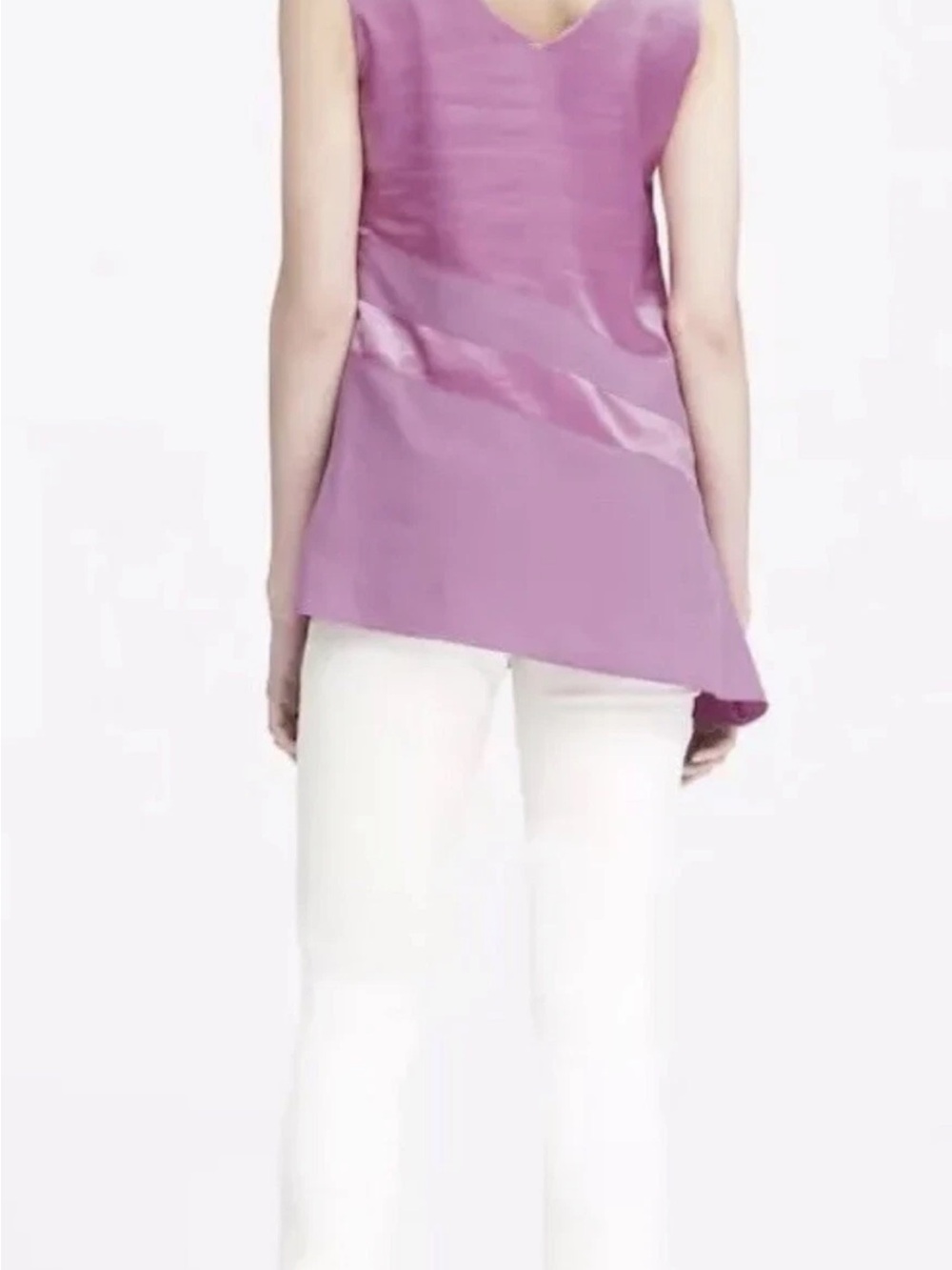 BANANA REPUBLIC Asymmetrical Hem Sleeveless Blouse Orchid Lilac Sz XL - Picture 7 of 8